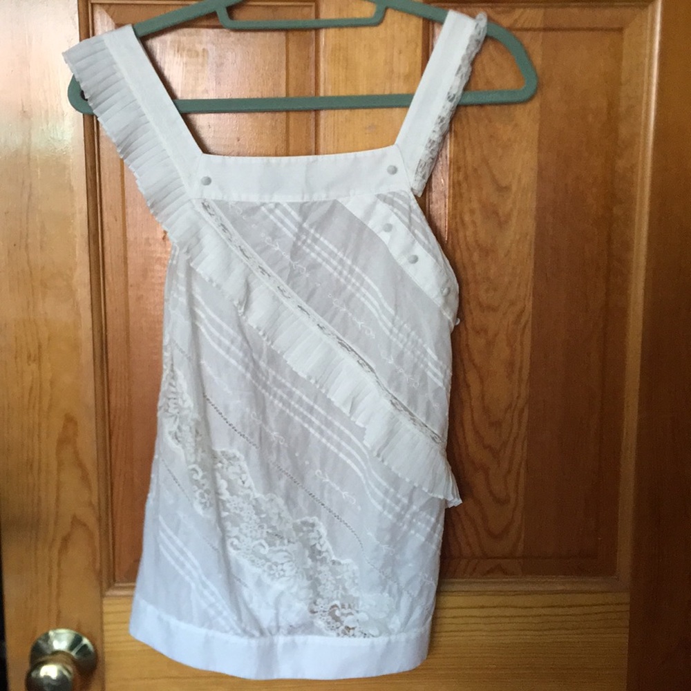 BCBG MaxAzria White Mixed Texture Tank